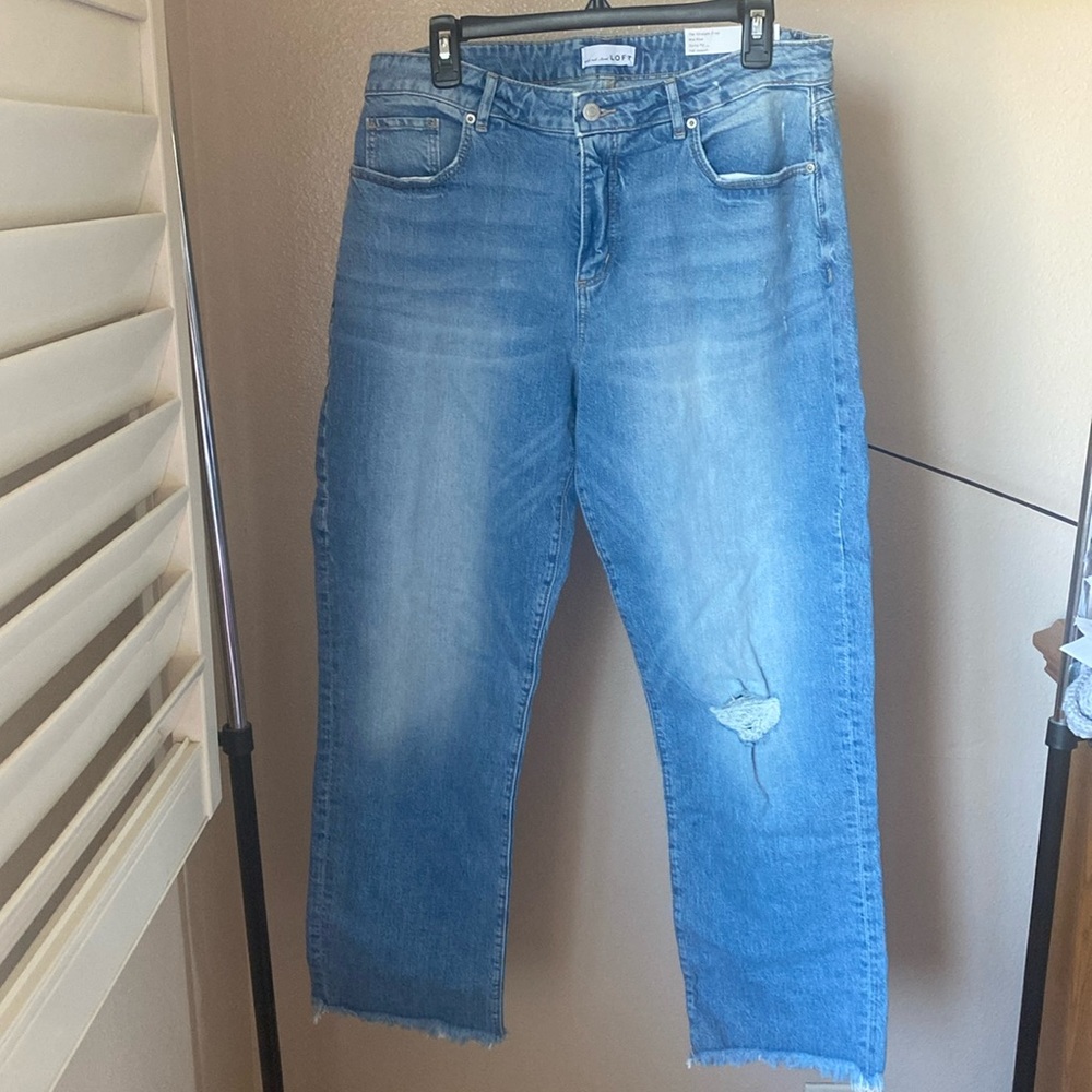 Size 31 tall, mid rise, curvy fit, straight crop jeans